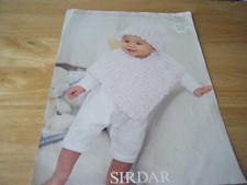 Knitting Pattern, Baby Poncho & Hat, Easy Knit, Sirdar Baby Snowball 1937