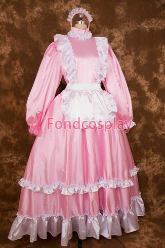Pink satin sissy maid - pink,