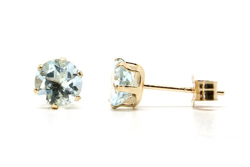 9ct gold blue topaz - gold, 5mm