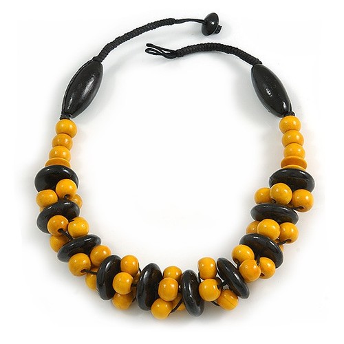 Chunky wooden bead black - bead,