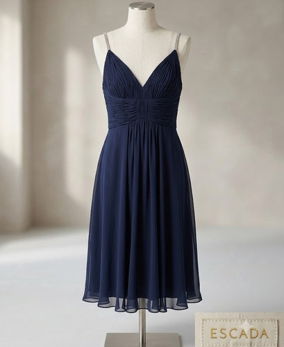 Escada navy chiffon neck - escada, v-neck
