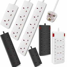 Extension Lead 2 4 6 8 Gang Way Plug Sockets 1/2/3/5M Cable Electric Mains Power