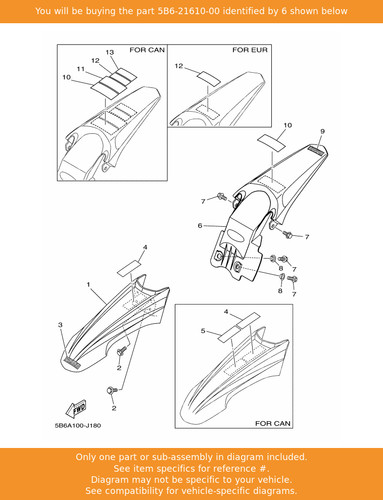 Yamaha rear fender comp - rear,