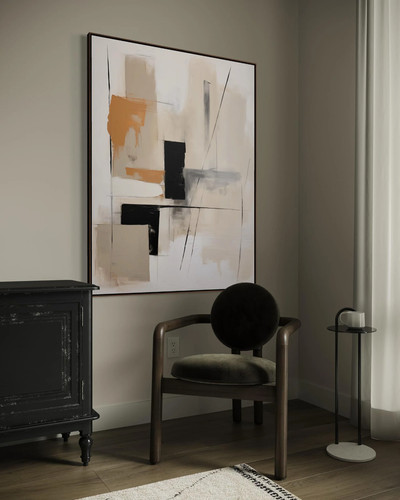 Large beige canvas wall art - canvas,