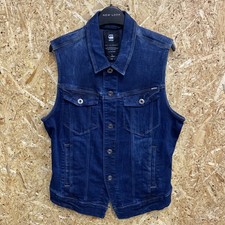 Ladies G-Star Raw Sleeveless Denim Gilet Size Small Dark Blue Button Fastening
