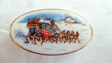 Coalport Trinket pot Delightful Christmas Stage Coach Scene