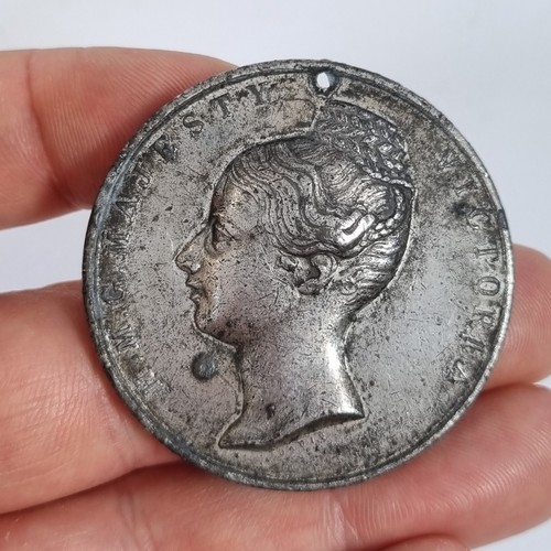 Antique white metal medal - antique,