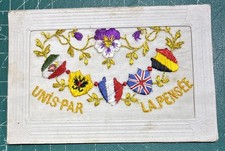 WW1 Silk Postcard "Unis Par La