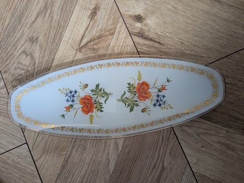 Oval floral glass platter - oval,