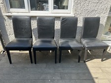Four Ikea HENRIKSDAL Dining Chairs with Black Faux Leather Covers