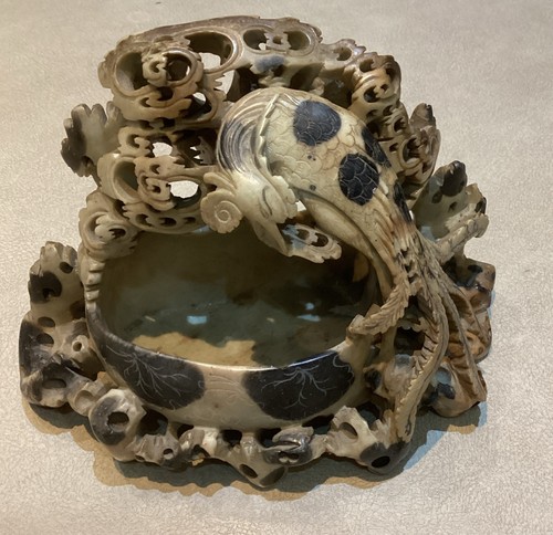 Chinese carved soapstone brush - chinese,