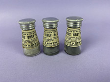 Old Winsor & Newton Air Brush Paint Labelled Glass Bottles Process Grey 1,2,3