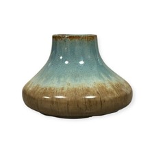 Handmade Studio Pottery Vase Brown & Blue Drip Glaze – Mid Century Modern Style