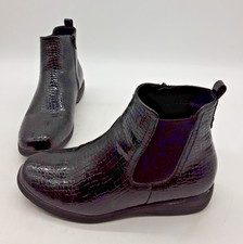 Pavers Womens Ankle Boots Black Patent Croc Effect Faux Leather Size 39 UK 6