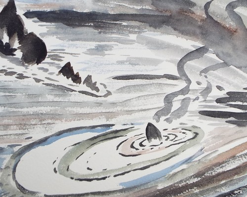 Original watercolour rocks - watercolour,, 'rocks