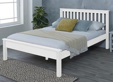 White Wood Bed Frame Bedstead