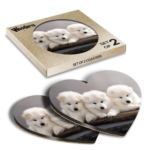 Heart mdf coaster samoyed - heart,