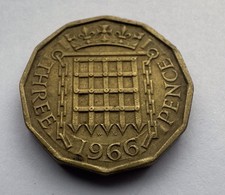 1966 Queen Elizabeth II Three Pence Coin
