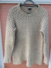 Jaeger Men’s 100% Wool Jumper Beige Honeycomb Knit – Made in Scotland M