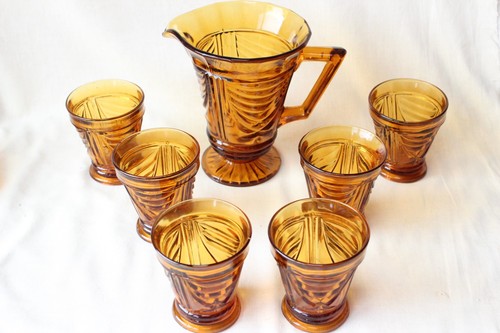 Art deco amber glass - amber,