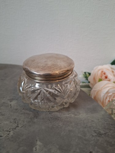 Dressing table glass jar - table,
