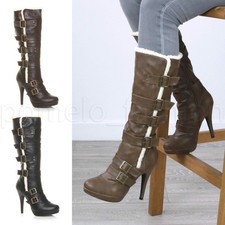 WOMENS LADIES HIGH HEEL BUCKLE