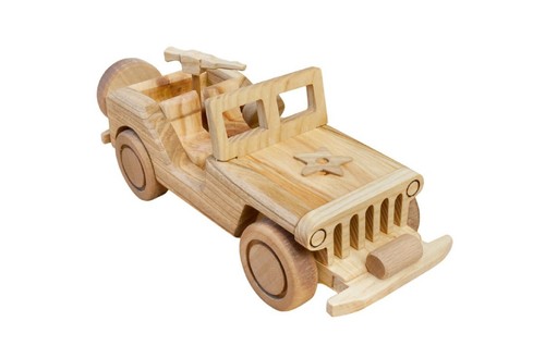 Wooden handmade army truck toy - wooden,