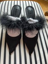 Topshop black feather mule