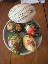 5 Hand Painted Wooden Easter Eggs