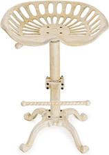 Rustic Industrial Bar Stool, Cast Iron Farmhouse Tractor Seat, 26 to 32 Inch Adj