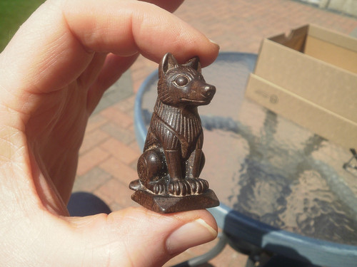 Carved wood netsuke - wolf,, fox