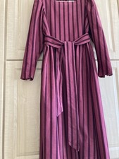 Vintage 1980s Soft 100% Cotton Corduroy Striped Laura Ashley Dress UK Size 16