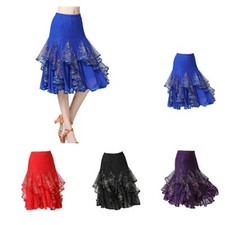 Latin Dance Costume Competition Dress Ballroom Tulle Sequin