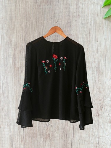 Primark black sheer dobby - black,