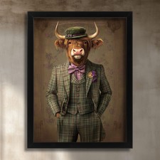Highland Cow Art Print Vintage