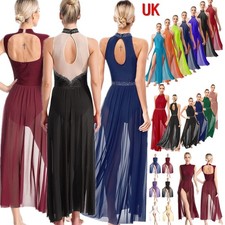 UK Women Lyrical Contemporary Dance Split Dress Leotard Ballet Dancewear Costume