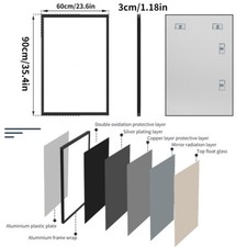 Large Claasic Bathroom Mirror Black Frame Wall Full Body Dessing Vanity Mirror