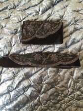 Beautiful Vintage Beaded Black Matching Belt and Bag - evening wear