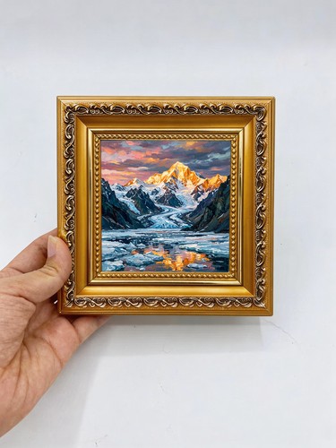 Golden sunlit mountain with - golden,