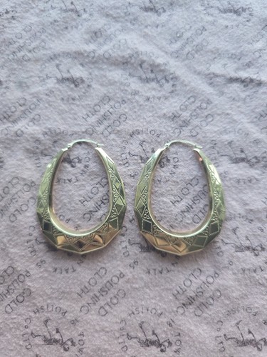 9ct gold large creole - gold, hoop