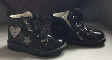 Primigi Girls Black Patent Boots laced & with zip EU size 23 UK 6 / 6.5
