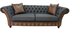 3 Seater Fabric Real Leather