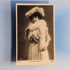 Edwardian Actress Postcard 1906 Real Photo Madge Lessing Ostrich Feather Boa