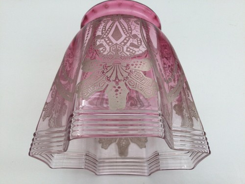 Cranberry glass shade oil - glass, lamp