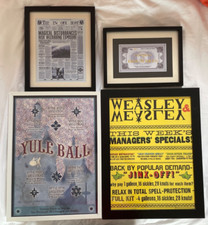 Harry Potter bundle framed art prints  x 4 Weasley wheezes platform ticket Yule
