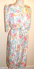 Vintage 1980s Radley dress silvery white multi coloured floral pattern size 12