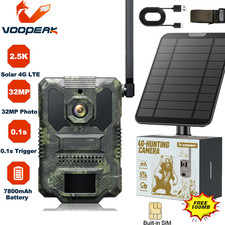 4G Solar Trail Camera Wildlife  Game Hunting 2.5K 32MP IR Night Vision Cam 940nm