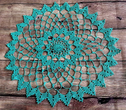 Vintage hand crocheted - , aqua