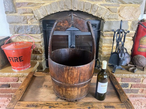 Antique wooden rice bucket - wooden, /