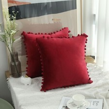 Home Decor 18"x18" Particles velvet Pom-poms Sofa Soft Cushion Cover Pillowcase 